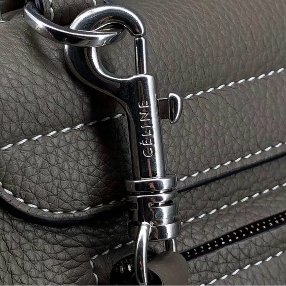 AUTHENTIC Celine Medium Shoulder Crossbody Trapeze Bag Souris Calfskin Leather - Picture 15 of 16